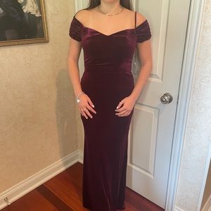 Burgundy velvet formal dress